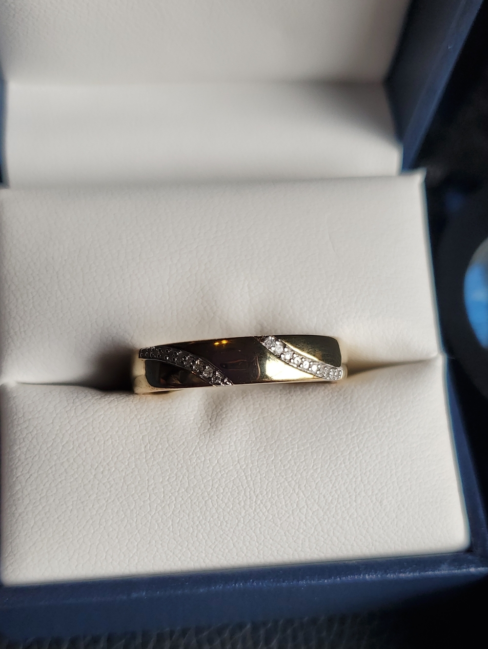 Size 11 Diamond Gold over 925 Band Ring with Pave Diamond Swirl